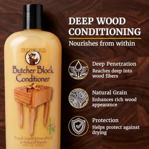 Howard Butcher Block Conditioner & Food Grade Mineral Oil 12 Fl Oz | Revitalizes & Protects Wooden Kitchenware thumbnail 4
