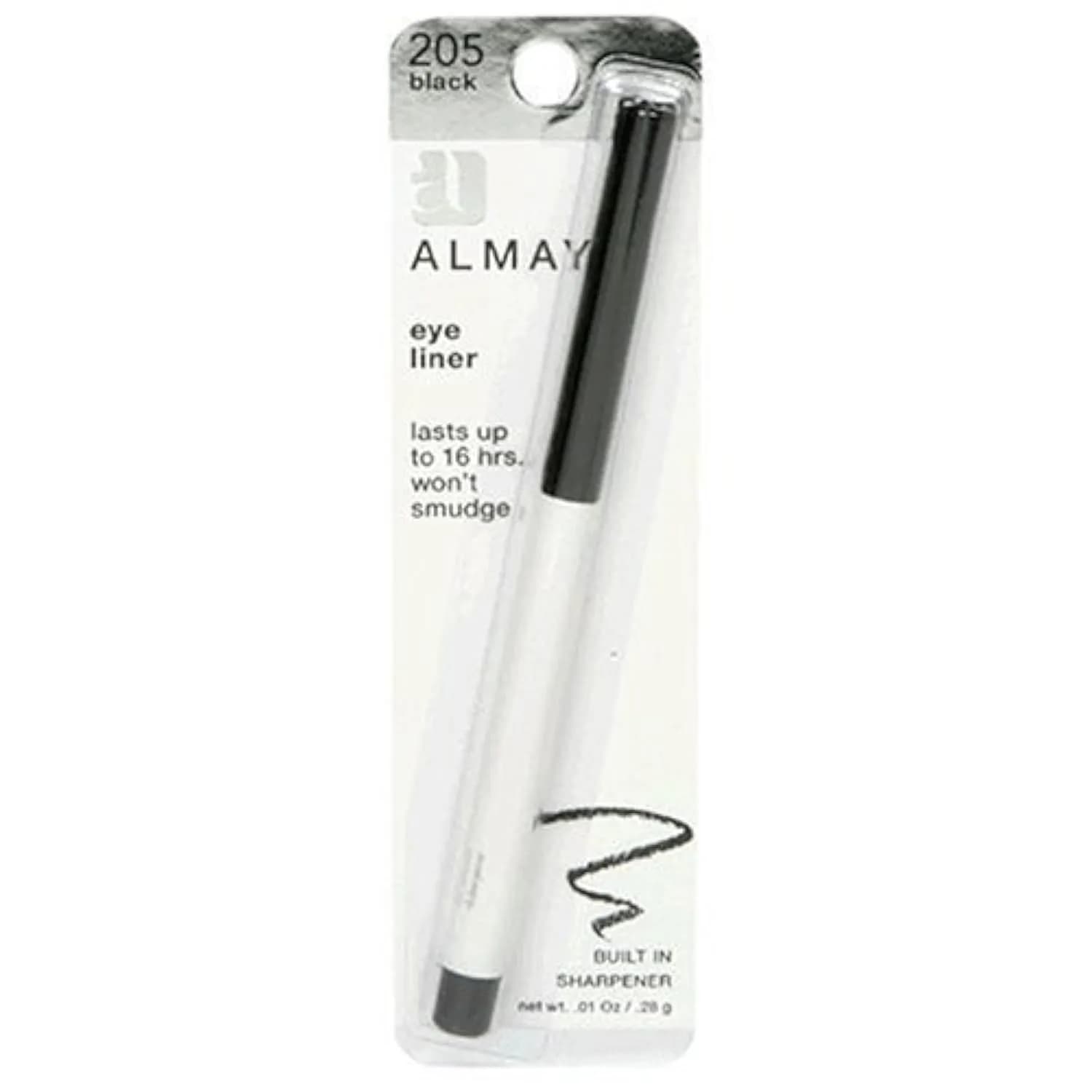 Almay Eyeliner Pencil Black 205 | Smudge-Proof, 16 Hr Wear, Built-In Sharpener, Hypoallergenic - main product image