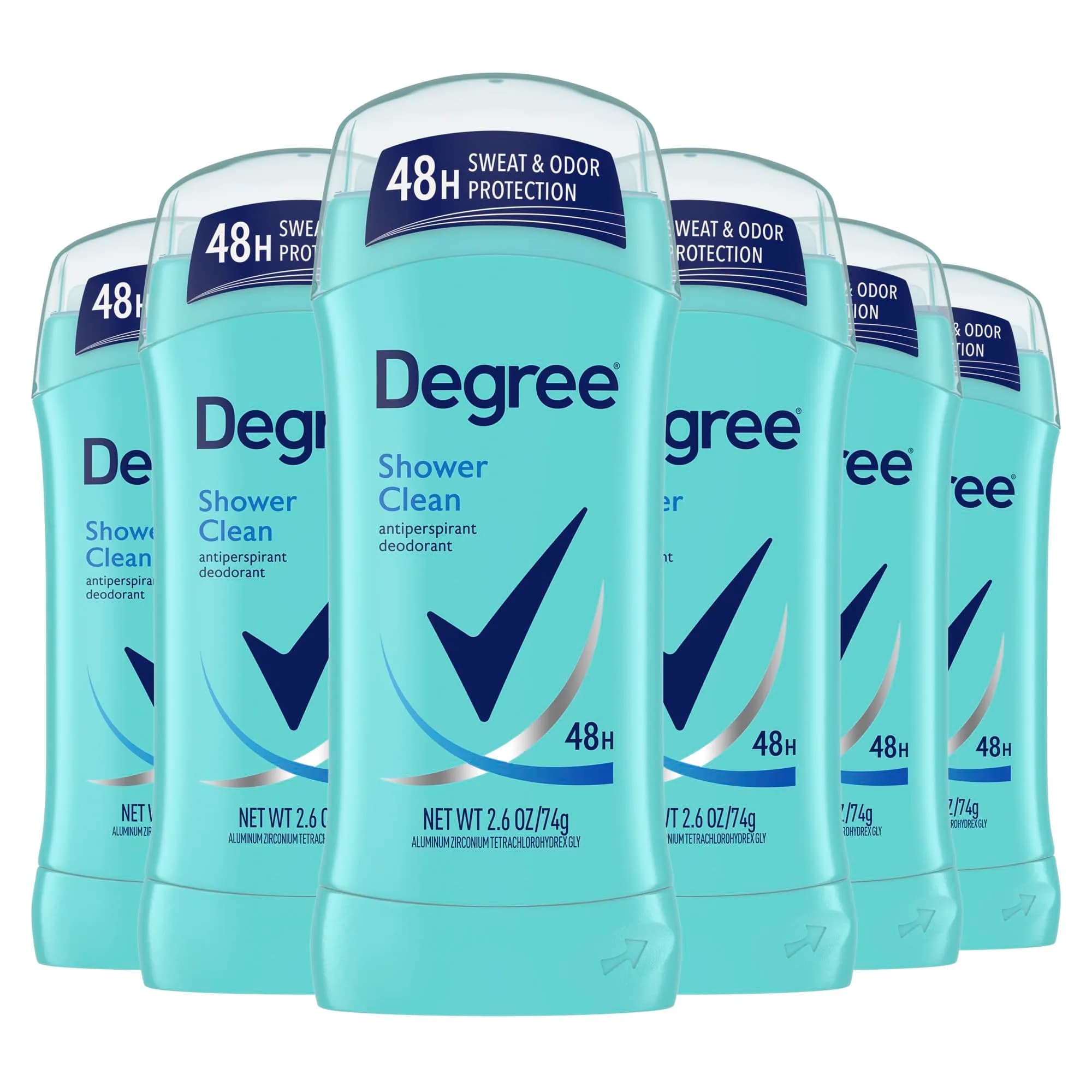 Degree Shower Clean Antiperspirant Deodorant for Women, 2.6 oz, 6-Pack
