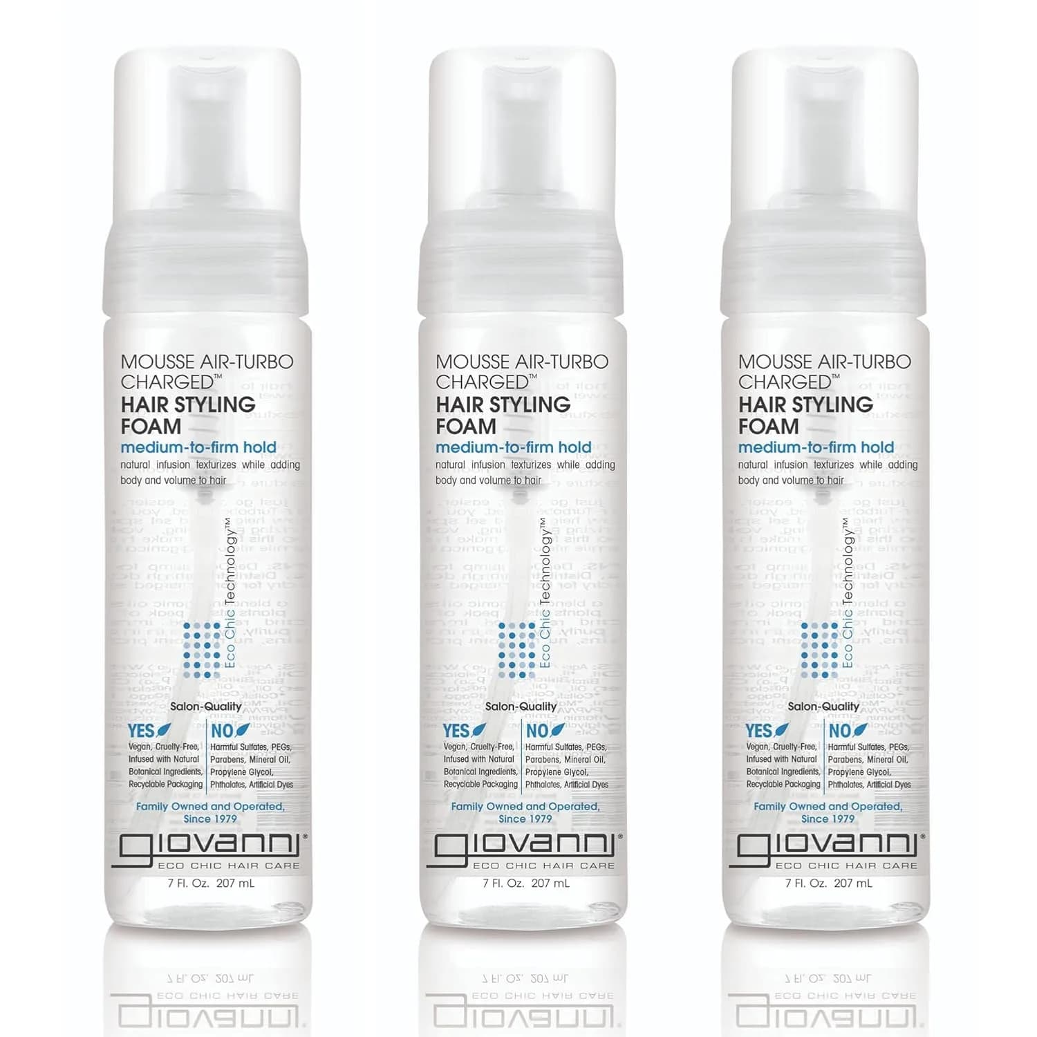GIOVANNI Air-Turbo Charged Styling Foam Mousse, 207ml (7 fl oz) | Volumizing for Curly & Wavy Hair — 7 Fl Oz / Styling Mousse