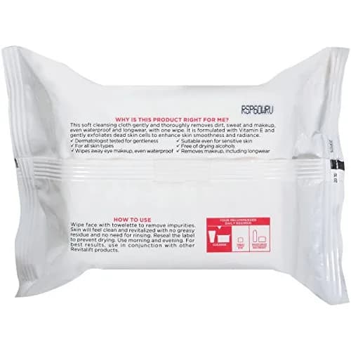 L'Oreal Paris Revitalift Makeup Removing Wipes with Vitamin E | Gentle, Waterproof & Longwear Cleansing (30 Count) thumbnail 2