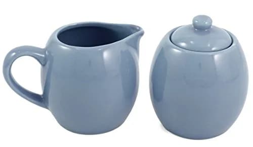 Old Amsterdam Porcelain Works Powder Blue Ceramic Creamer and Sugar Set with Lid | Elegant Home Serveware (70-120 chars) thumbnail 1