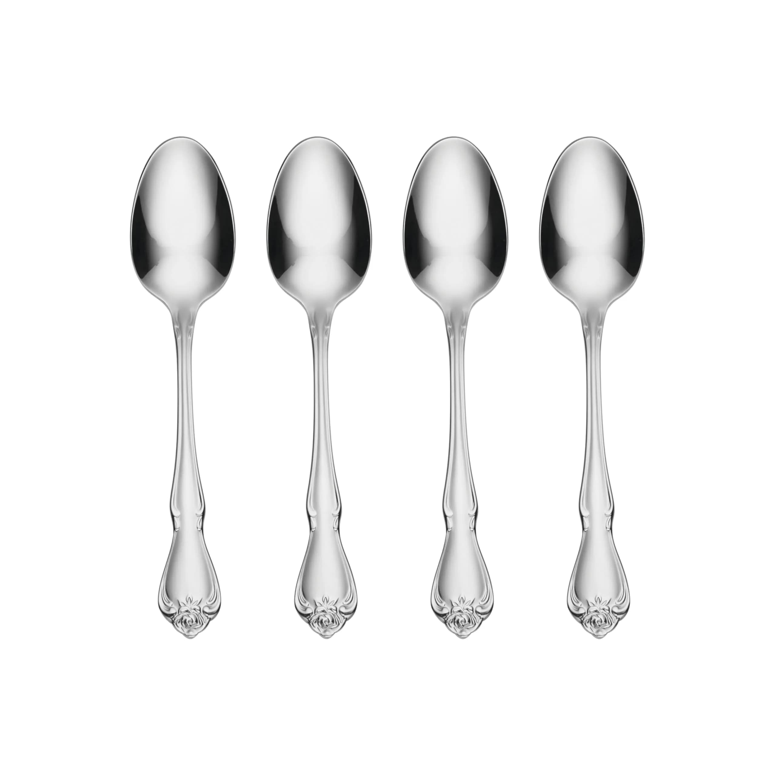 Oneida True Rose Teaspoons Silverware Set for 4 | Vintage Design, Dishwasher Safe - main product image