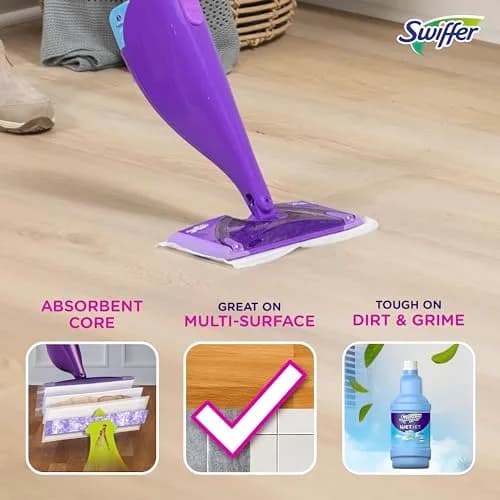 Swiffer WetJet Hardwood Floor Cleaner Spray Mop Pad Refill 24 Count | Absorb + Lock Strip for Efficient Cleaning thumbnail 2