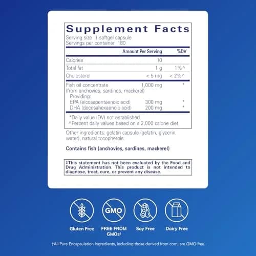 Pure Encapsulations EPA/DHA Essentials 180 Softgel Capsules | Supports Heart & Brain thumbnail 2