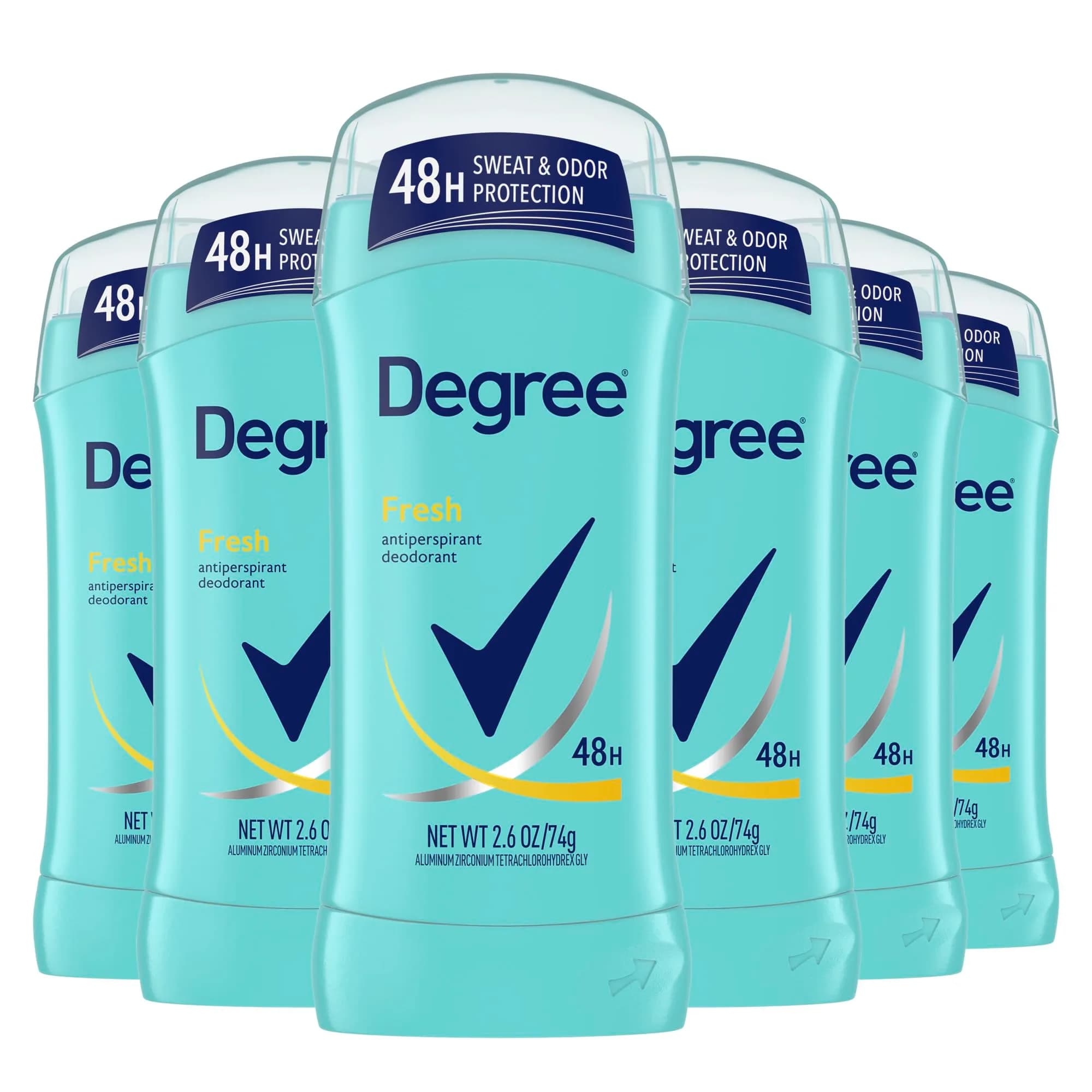 Degree Fresh Antiperspirant Deodorant for Women 2.6 oz Pack of 6 | 48-Hour Sweat & Odor Protection
