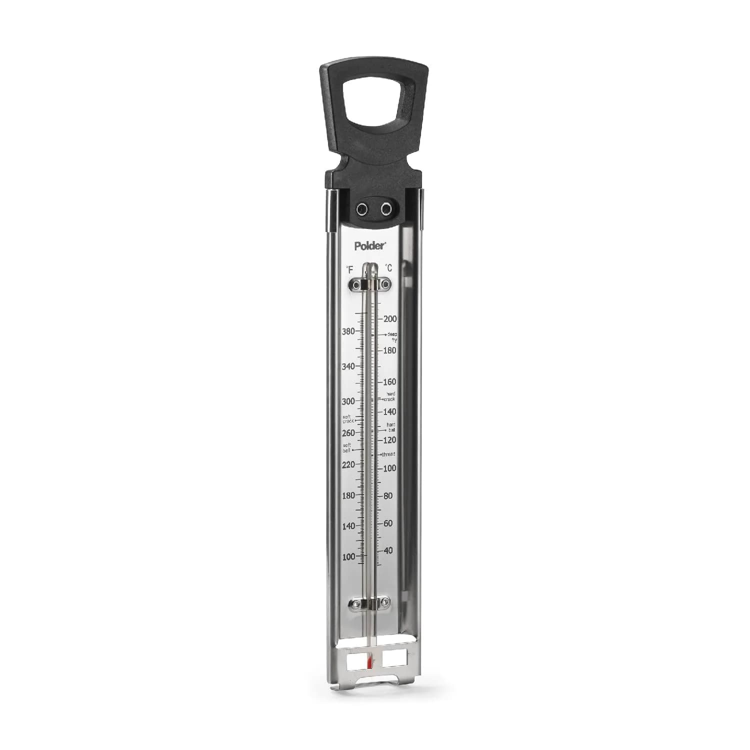 Polder Stainless Steel Candy Thermometer with Pot Clip, 30-200°C (90-400°F) | Accurate Readings for Jams, Candies, and Deep Frying