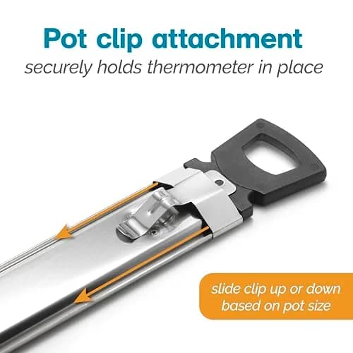 Polder Stainless Steel Candy Thermometer with Pot Clip, 30-200°C (90-400°F) | Accurate Readings for Jams, Candies, and Deep Frying thumbnail 4