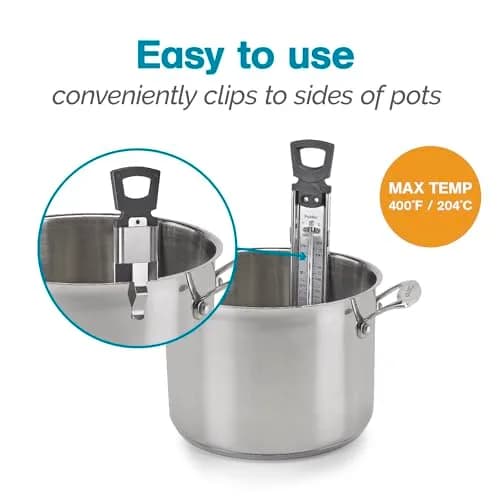 Polder Stainless Steel Candy Thermometer with Pot Clip, 30-200°C (90-400°F) | Accurate Readings for Jams, Candies, and Deep Frying thumbnail 3