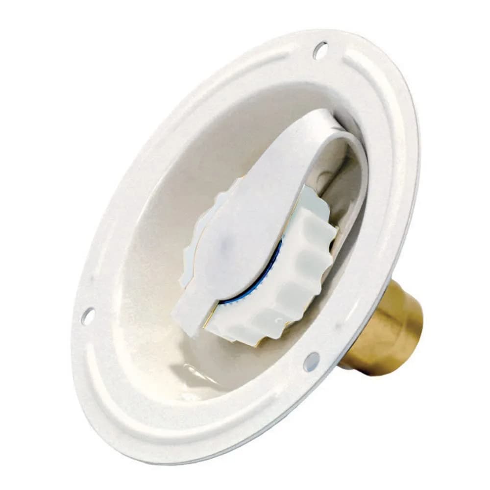 Valterra Lead-Free Recessed Water Inlet 2-3/4" FPT Colonial White | Brass Check Valve & Garden Swivel — Colonial White