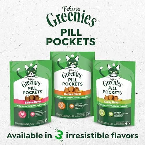 Greenies Feline Pill Pockets Soft Cat Treats, Chicken Flavor, 45 Count | Vet-Recommended Pill Hiding Treat thumbnail 9