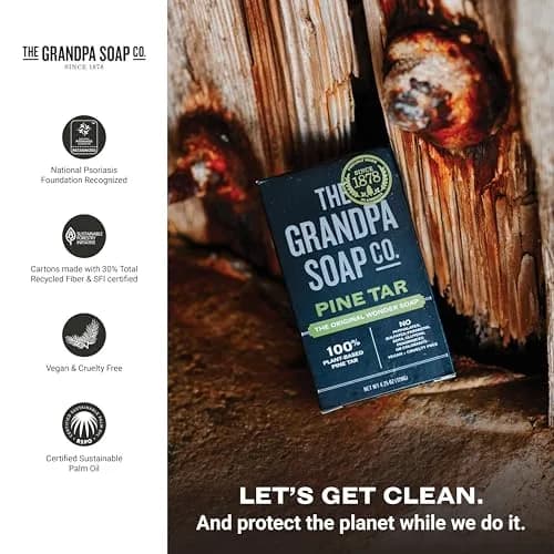 Grandpa's Pine Tar Bar Soap for Men 340g (12 oz) | 3-in-1 Cleanser, Deodorizer, Moisturizer for Sensitive Skin thumbnail 6
