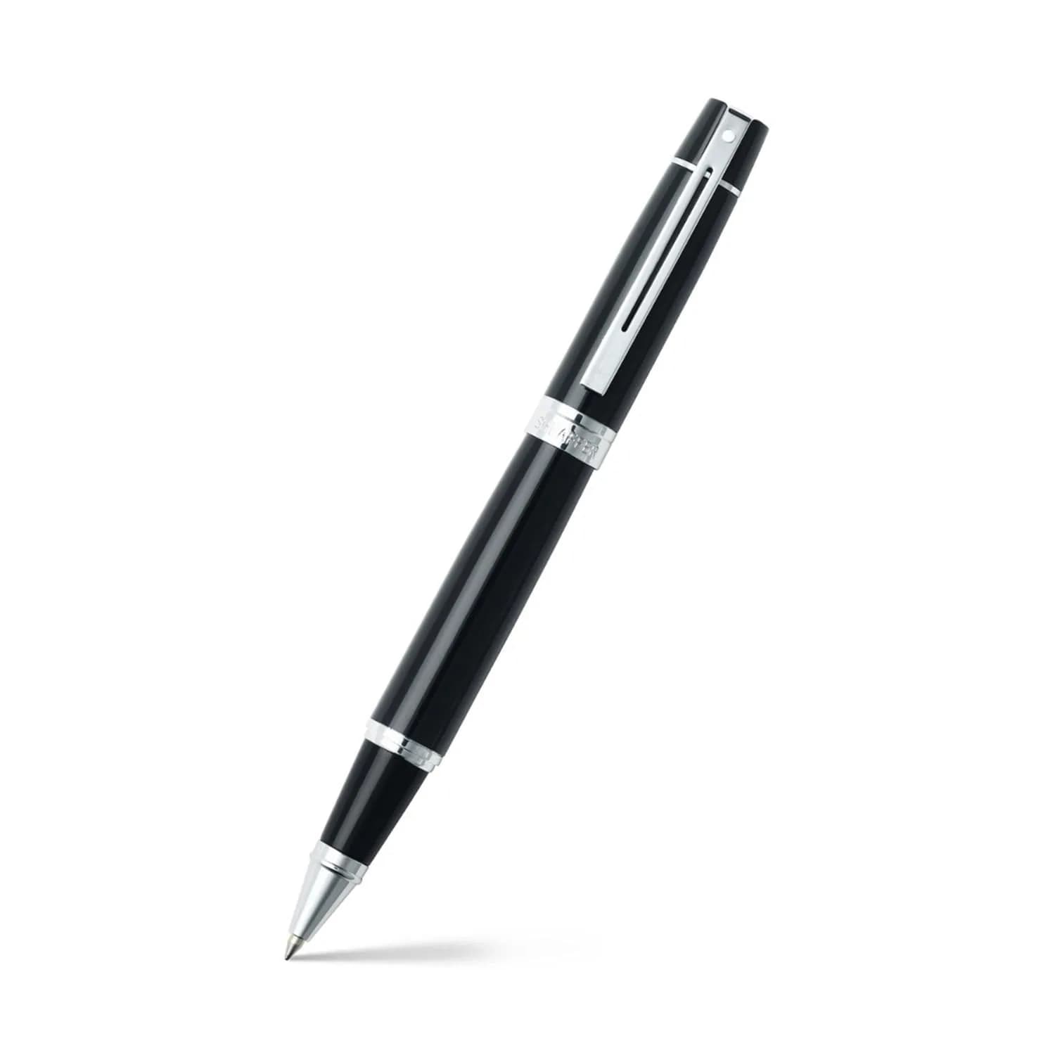 Sheaffer 300 Glossy Black Rollerball Pen with Chrome-Plated Trim | Elegant Design & Refillable - main product image