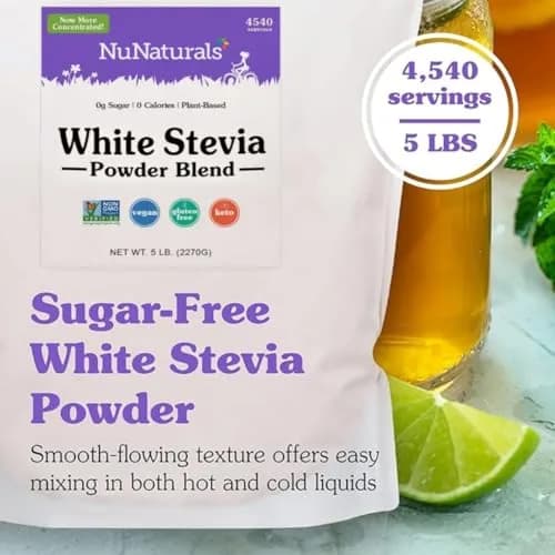 Nunaturals White Stevia Powder Blend 5 lb | Sugar-Free Natural Sweetener for Guilt-Free Indulgence thumbnail 3