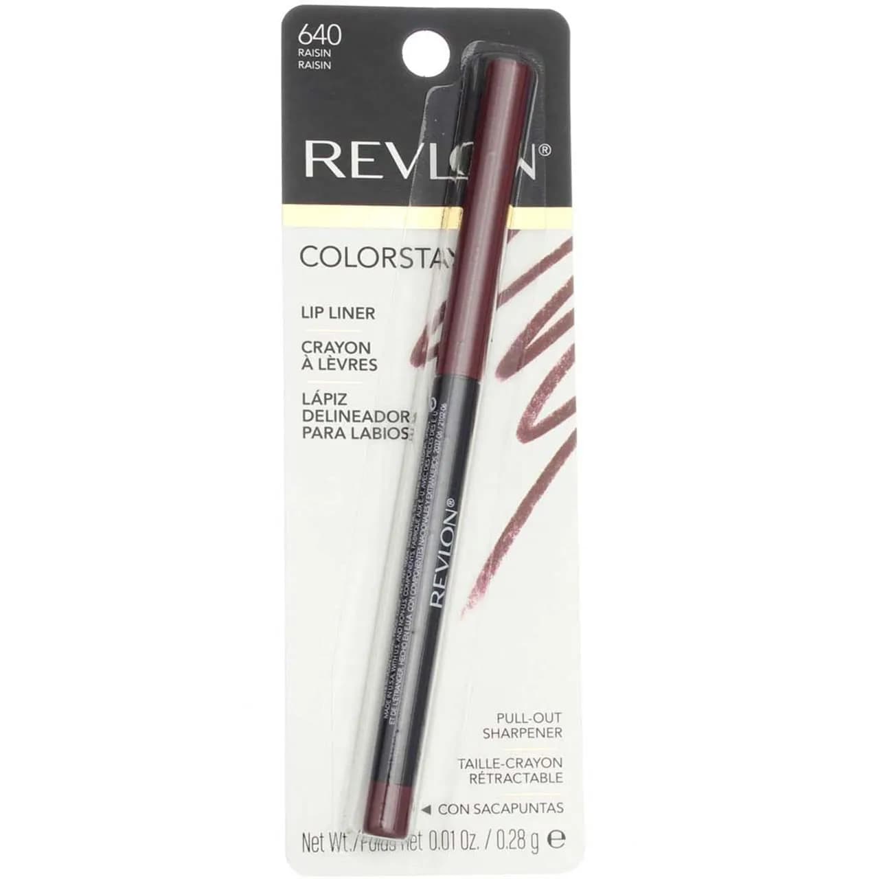 REVLON ColorStay Lipliner Pencil Raisin 640 0.02 oz (2-Pack) | Long-Lasting Definition