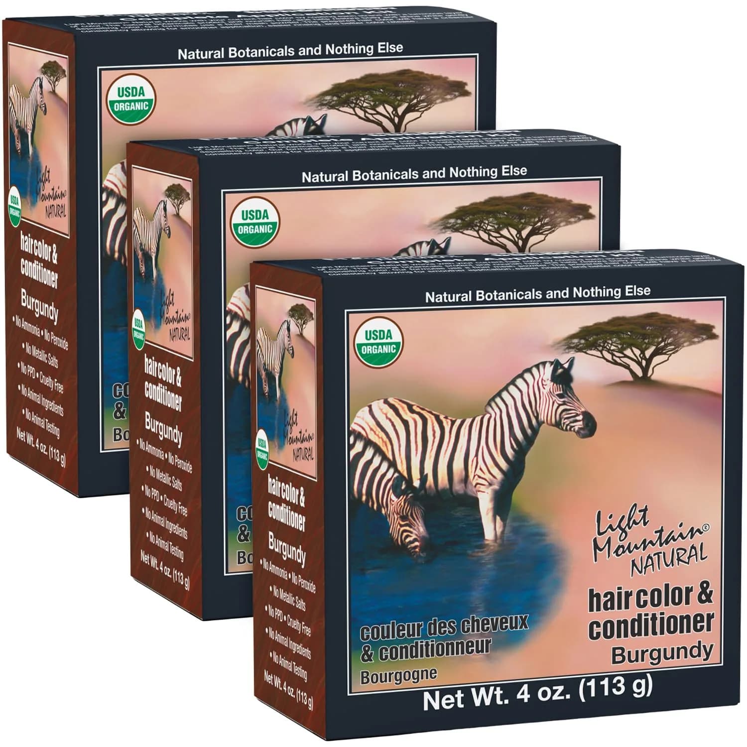Light Mountain Organic Hair Color & Conditioner - Burgundy | Chemical-Free Semi-Permanent Hair Dye