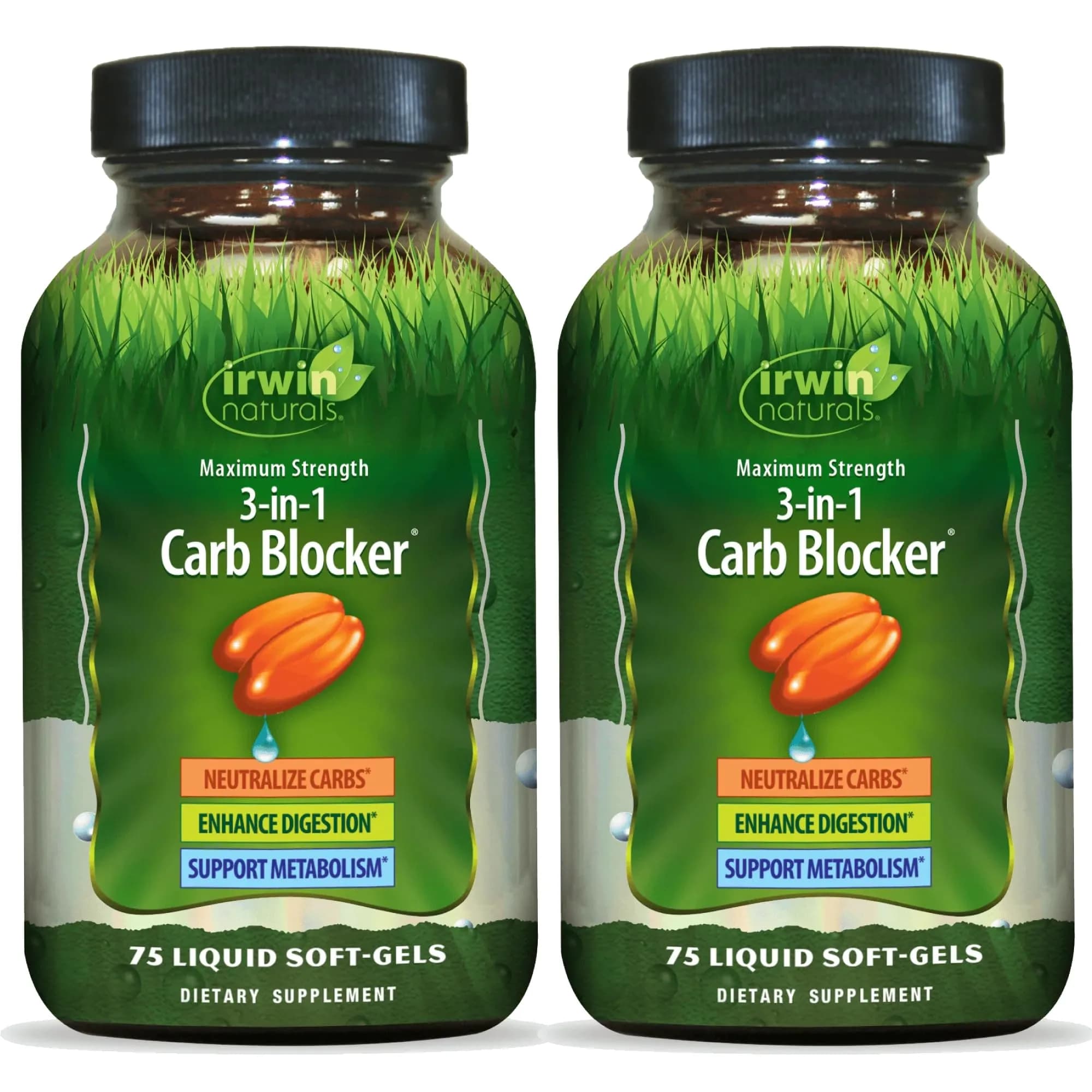 Irwin Naturals 3-in-1 Carb Blocker Maximum Strength 2 Pack | Supports Carbohydrate Metabolism & Digestion - main product image
