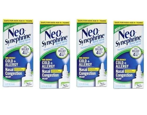 Neo-Synephrine Nasal Spray 15 mL | Phenylephrine 0.25% Fast Relief for Cold & Allergy (Pack of 4) thumbnail 1