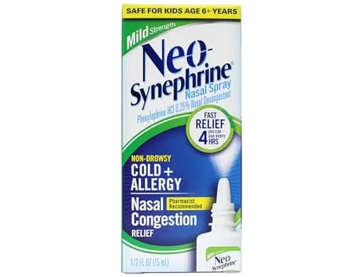 Neo-Synephrine Nasal Spray 15 mL | Phenylephrine 0.25% Fast Relief for Cold & Allergy (Pack of 4) thumbnail 2