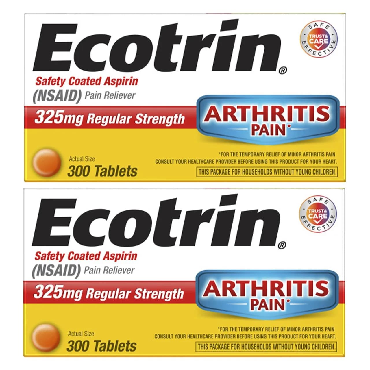 Ecotrin Regular Strength Aspirin 600 Tablets | Safer on Stomach & Cardiologist Recommended