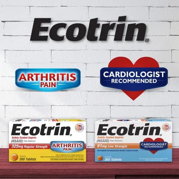 Ecotrin Regular Strength Aspirin 600 Tablets | Safer on Stomach & Cardiologist Recommended thumbnail 8