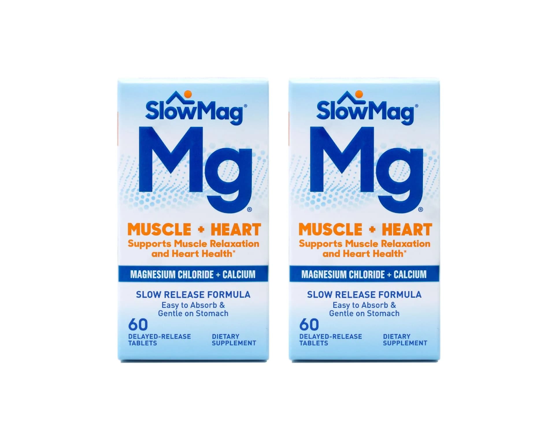 SlowMag MG Muscle + Heart Magnesium Chloride with Calcium Tablets 60 Count (Pack of 2) | Supports Heart, Muscles & Nervous System - main product image