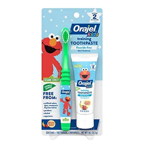 Orajel Naturals Fluoride-Free Toothpaste and Toothbrush for Ages 0-3, 1 Oz (29.57 ml) | Pediatrician Recommended thumbnail 1