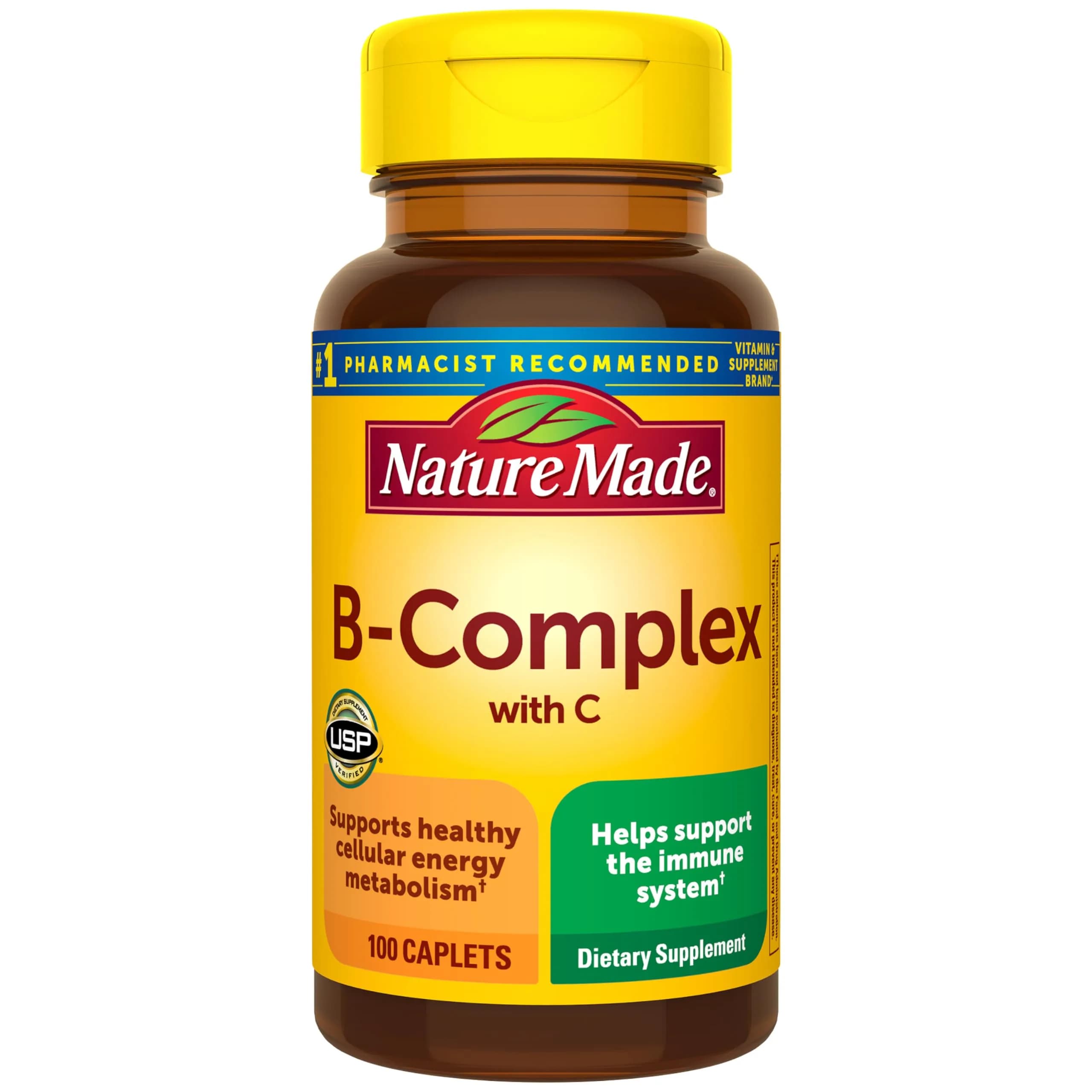 Nature Made B Complex Supplement with Vitamin C, 100 Caplets | Supports Energy & Immunity - main product image