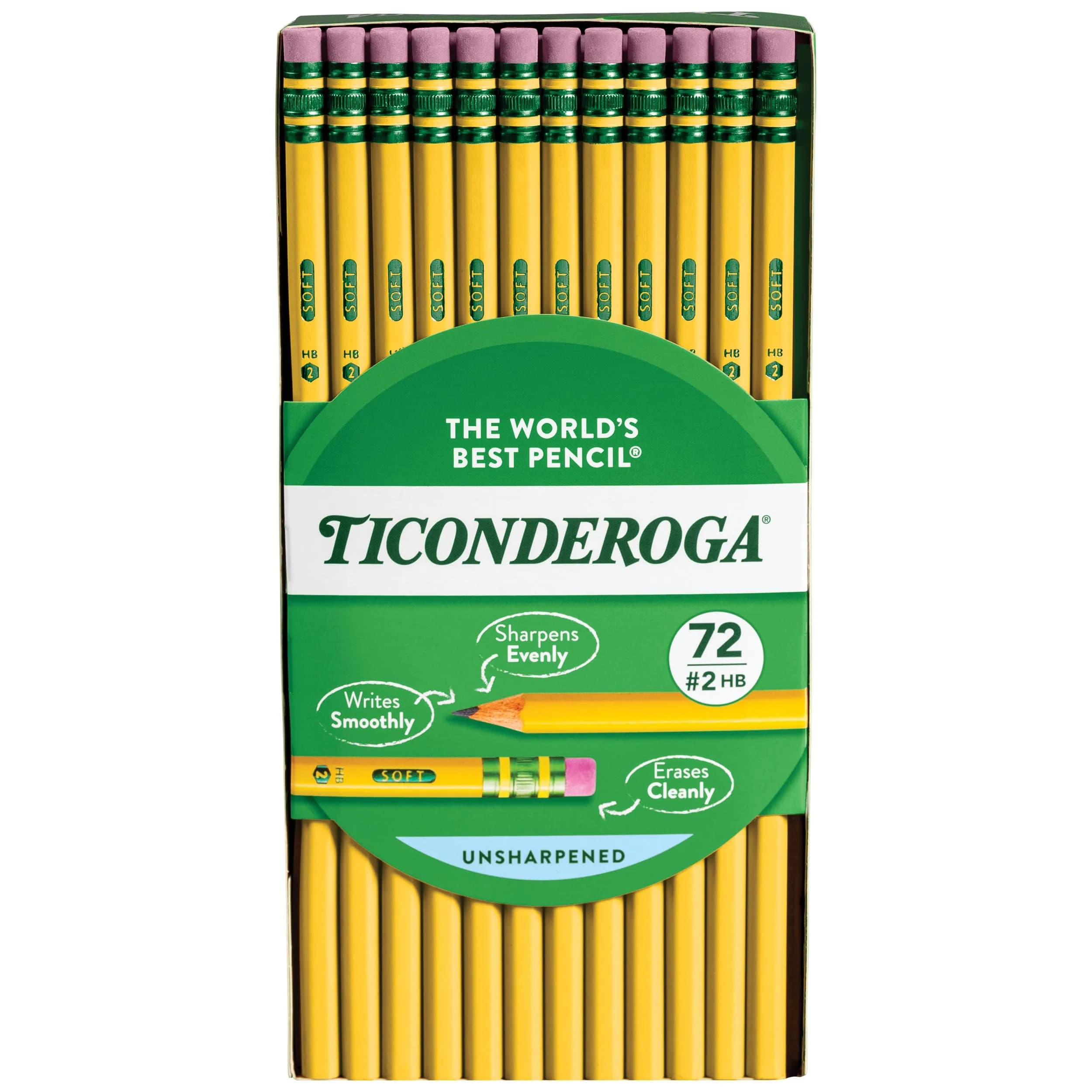 Ticonderoga Wood-Cased Pencils #2 HB Soft Yellow 72 Count | PMA Certified Non-Toxic - main product image