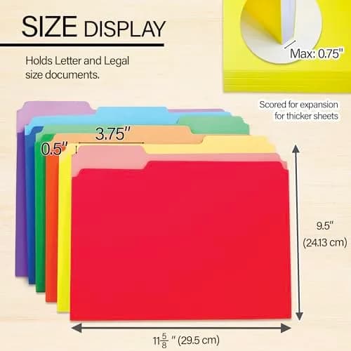BAZIC PRODUCTS Color File Folders 6-Pack | Assorted Position 1/3-Cut Tabs thumbnail 2