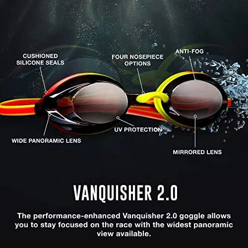 Speedo Unisex-Adult Swim Goggles Mirrored Vanquisher 2.0 | Wide Panoramic View, Anti-Fog, UV Protection thumbnail 7