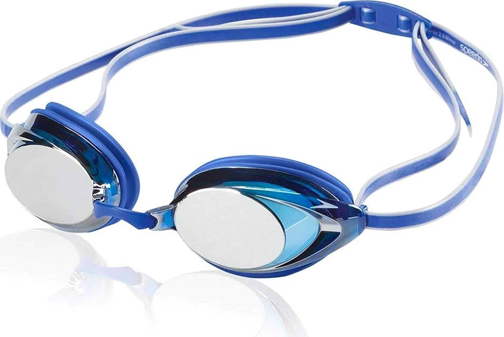 Speedo Unisex-Adult Swim Goggles Mirrored Vanquisher 2.0 | Wide Panoramic UV Anti-Fog Fit — 2.0 Blue