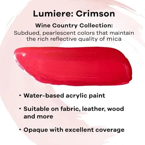 Jacquard Lumiere Fabric Paint Crimson | Metallic Acrylic for Fabric & Wood, 2.25 Fl Oz thumbnail 2