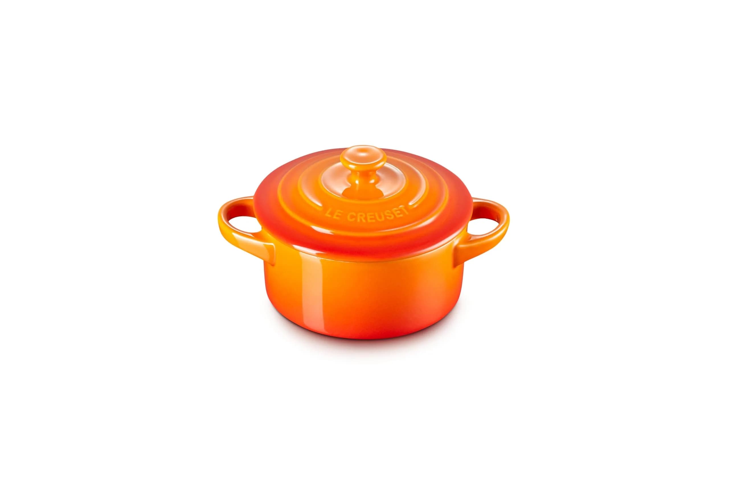 Le Creuset Stoneware Mini Round Cocotte 8 oz. Flame | Elegant Individual Serving Dish - main product image