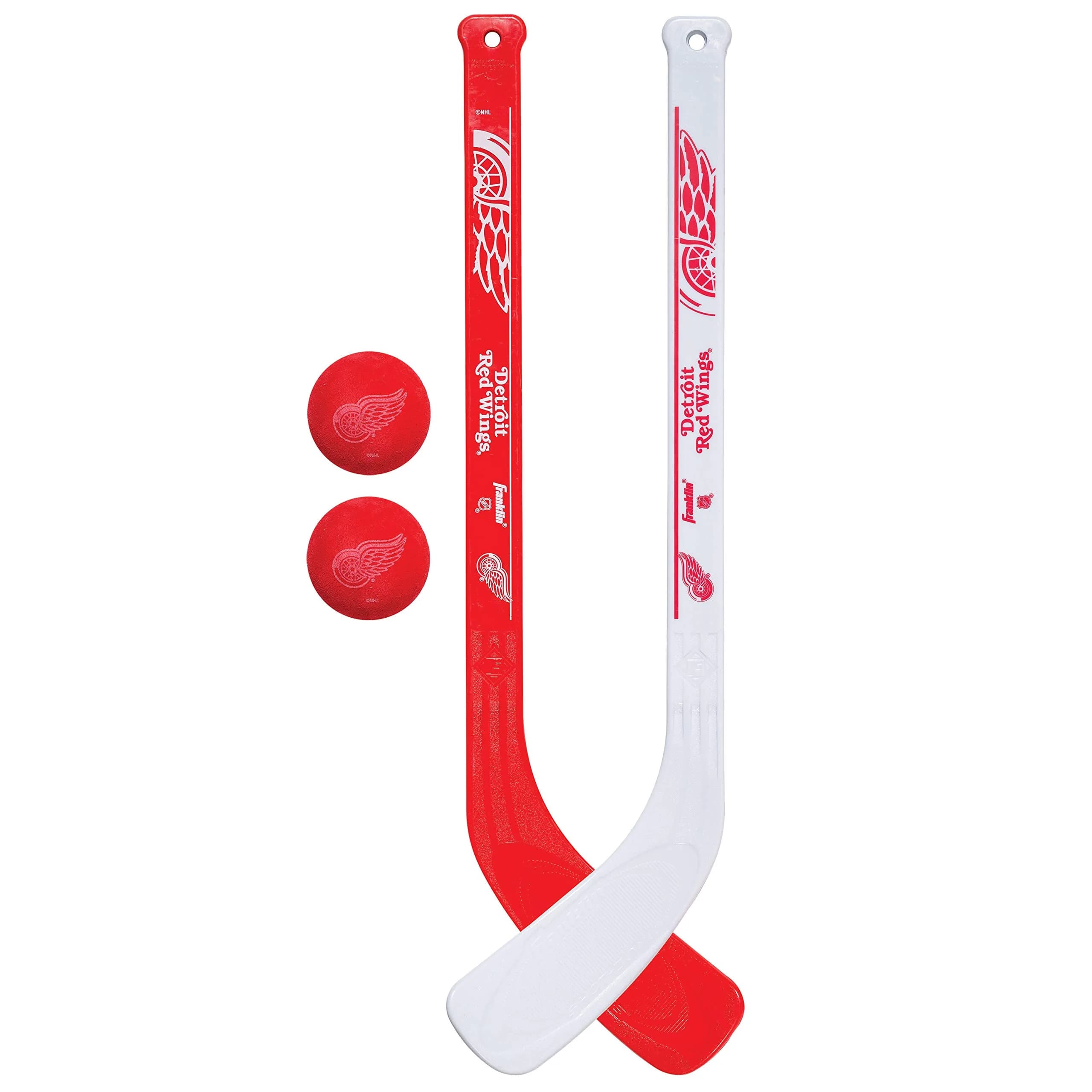 Franklin Sports NHL New Jersey Devils Mini Hockey Stick Set with Foam Balls | 2-Piece ABS Plastic — Detroit Red Wings
