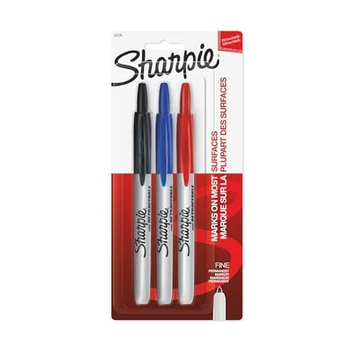 Sharpie Retractable Permanent Markers, Fine Point, Assorted Colors, 3 Count | Fade & Water-Resistant Ink thumbnail 1