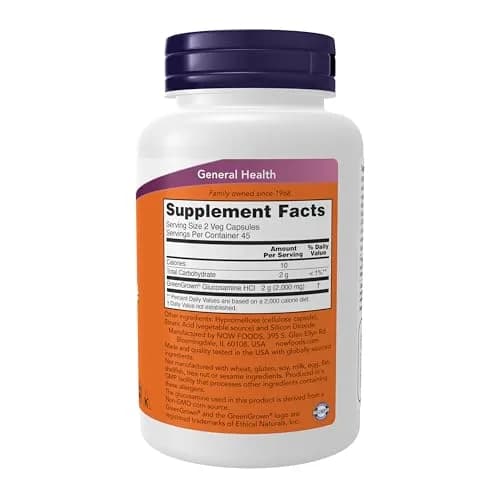 NOW Vegetarian Glucosamine '1000' 90 Veg Caps | Vegan Joint Support & Comfort thumbnail 2