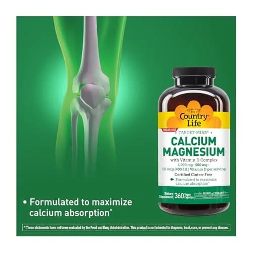 Country Life Target-Mins Calcium Magnesium with Vitamin D, 360 Capsules thumbnail 2