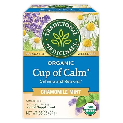 Traditional Medicinals Organic Cup of Calm Chamomile Mint Tea 16 Tea Bags | Calming & Digestive Support thumbnail 1