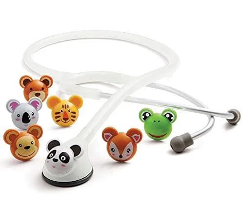 ADC Adimals Pediatric Stethoscope with AFD Technology, White, 7.62 cm (30 Inch) | Child-Friendly Fun & Accurate Acoustics thumbnail 1