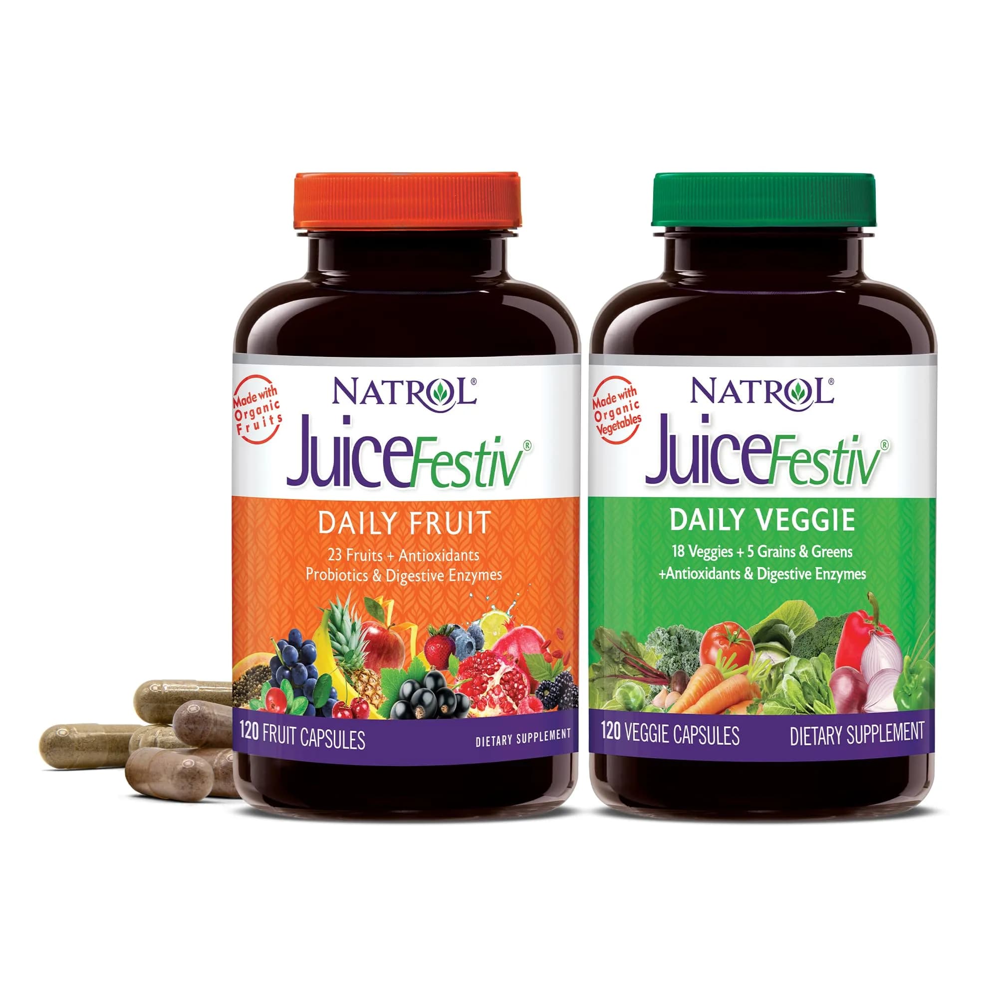 Natrol JuiceFestiv Vitamins & Supplements for Nutrition & Well-Being, 120 Capsules (2-Count) | Antioxidants for Cellular Health - main product image