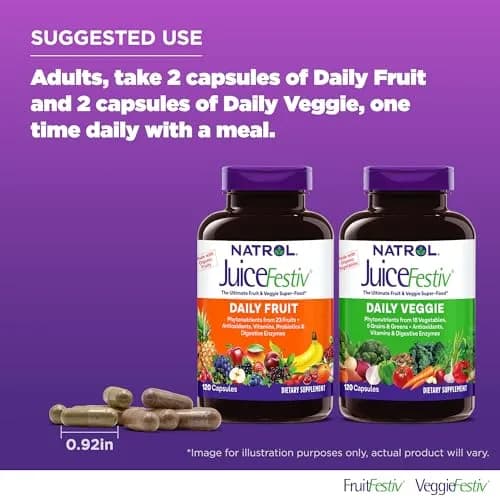 Natrol JuiceFestiv Vitamins & Supplements for Nutrition & Well-Being, 120 Capsules (2-Count) | Antioxidants for Cellular Health thumbnail 5