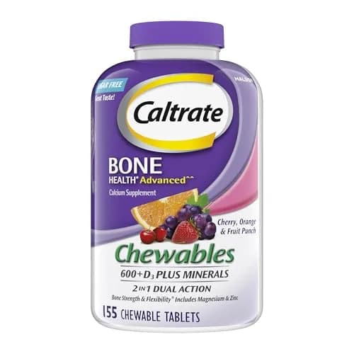 Caltrate Chewables 600 Plus D3 Vitamin D and Calcium Supplement | Sugar Free, Bone & Muscle Support thumbnail 1