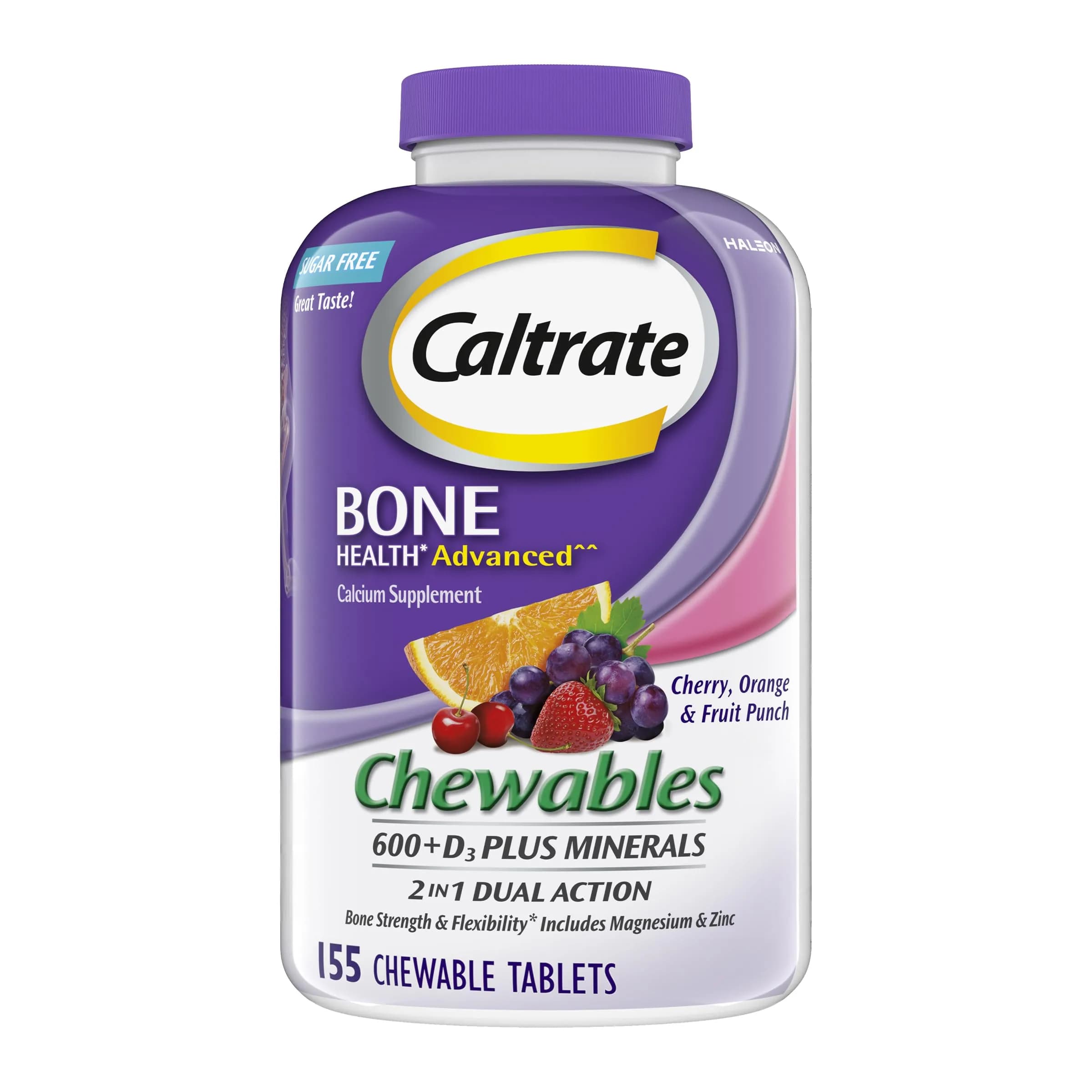 Caltrate Chewables 600 Plus D3 Vitamin D and Calcium Supplement | Sugar Free, Bone & Muscle Support - main product image