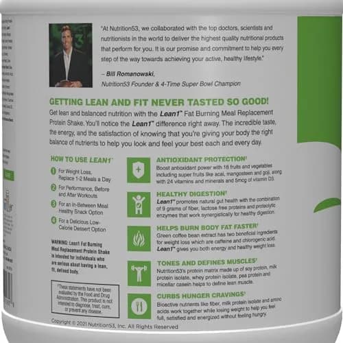 LEAN1 Vanilla Meal Replacement Protein Shake 27.5oz | Supports Weight Loss & Muscle Tone thumbnail 4