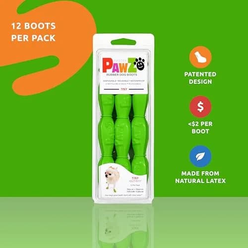 PawZ Rubber Dog Boots - Waterproof Non-Slip Dog Shoes for Hot Pavement, Tiny Size (12-Pack) thumbnail 2