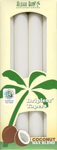 Aloha Bay Coconut Taper Candle 4-Pack | Unscented, Dripless, 9 Inch, 9 Hours thumbnail 1