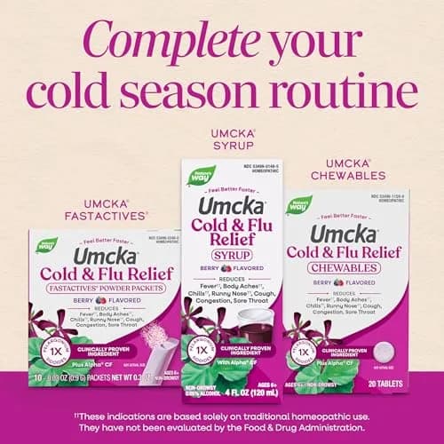 Nature's Way Umcka Cold & Flu Relief FastActives Berry Powder 10 Packets | Homeopathic Multi-Symptom Relief thumbnail 8