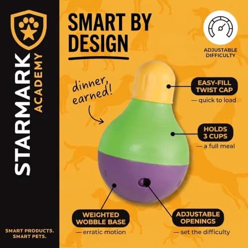 Starmark Treat Dispensing Bob-A-Lot Large Dog Interactive Feeder Toy | Adjustable Food Flow & Wobbling Fun thumbnail 2