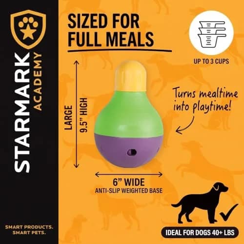 Starmark Treat Dispensing Bob-A-Lot Large Dog Interactive Feeder Toy | Adjustable Food Flow & Wobbling Fun thumbnail 3